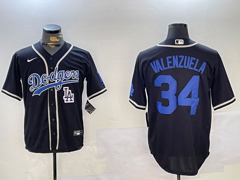 Men Los Angeles Dodgers #34 Valenzuela Black Game 2024 Nike MLB Jersey style 11205